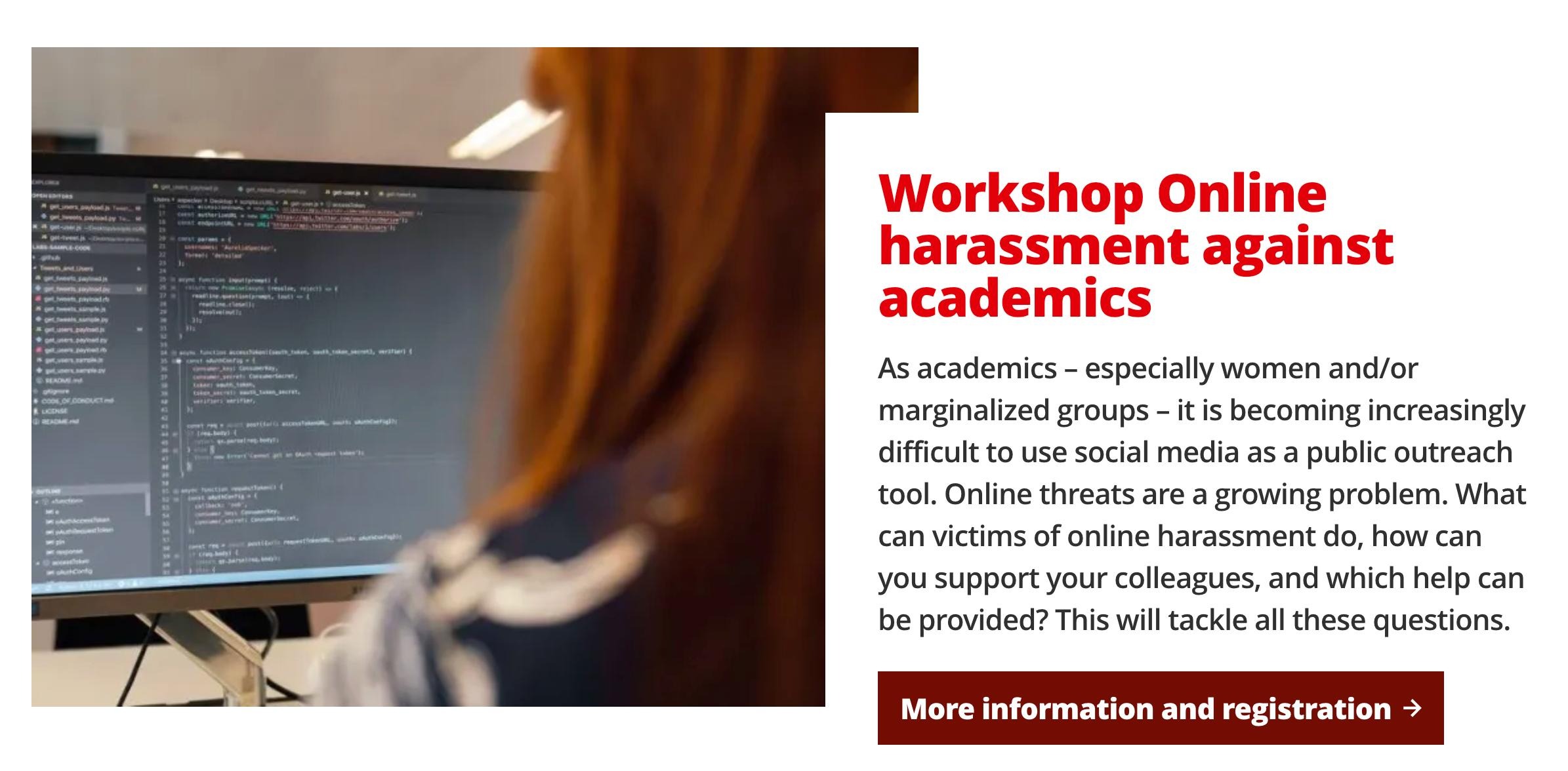 image announcement workshop online harrassment