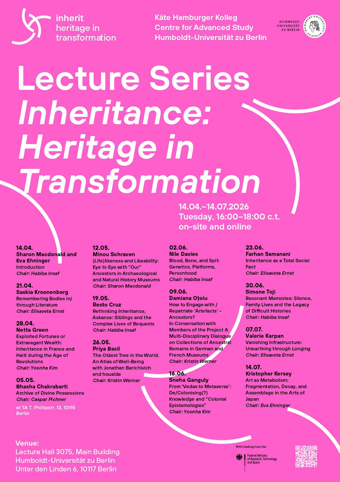 pink poster image of lecture series at inherit 2026