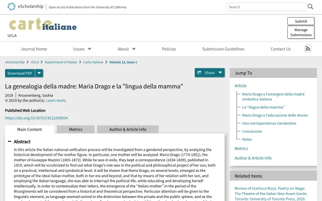 Preview of La genealogia della madre: Maria Drago e la 'lingua della mamma'